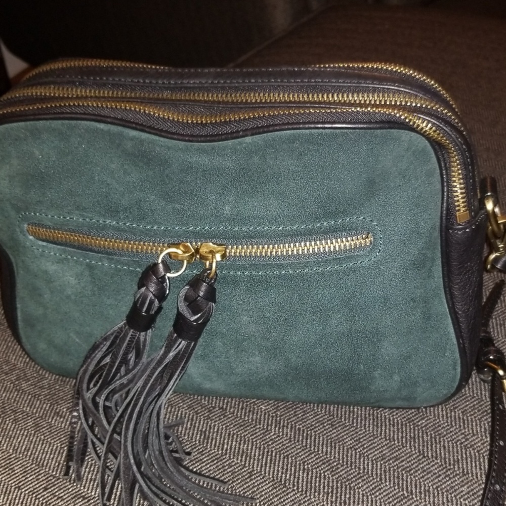 Leather and suede crossbody